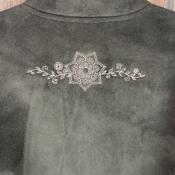 LL Bean Black Faux Suede Shearling Jacket- Size Medium - Picture 8 of 13